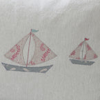 Embroidered Grey Red Boat Cushion