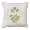 Embroidered Rose Auricula Cotton Cushion