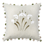 Embroidered Grey Snowdrop Cushion
