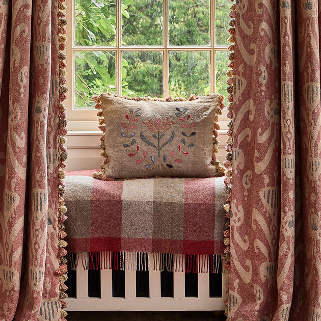 Embroidered Tulip Cushion with Tassels