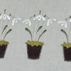 Embroidered Three Snowdrops Charcoal Linen Cushion