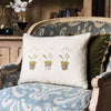 Embroidered Three Snowdrops Smokey Green Linen Cushion