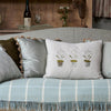 Embroidered Three Snowdrops Smokey Green Linen Cushion
