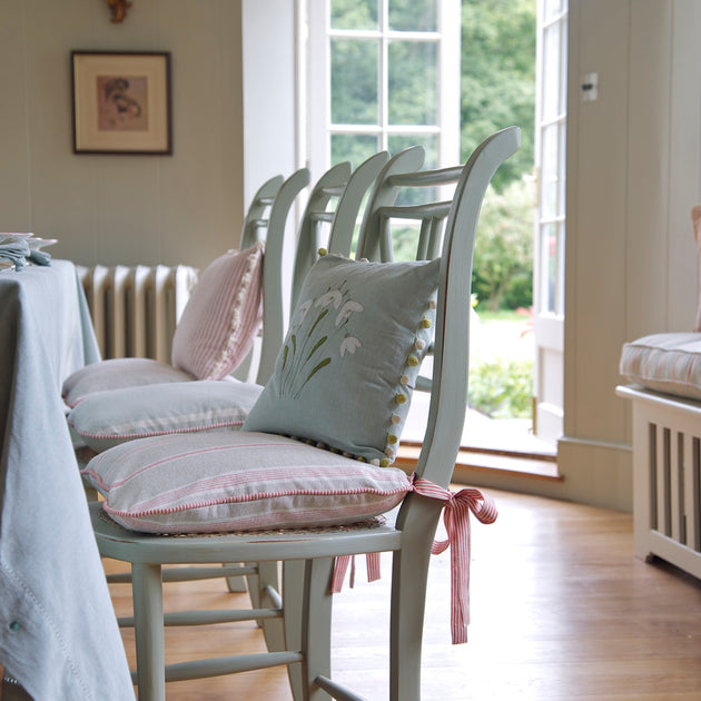 Embroidered Snowdrop Cushion