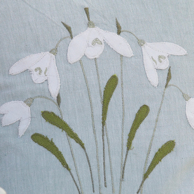 Embroidered Snowdrop Cushion