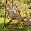 Embroidered Golden Auricula Rustic Linen Cushion with Tassels