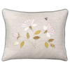 Embroidered White Rose Linen Cushion