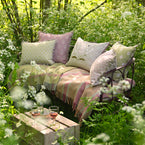 Embroidered Three White Foxglove Linen Cushion