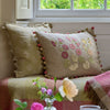 Hollyhocks Embroidered Linen Cushion