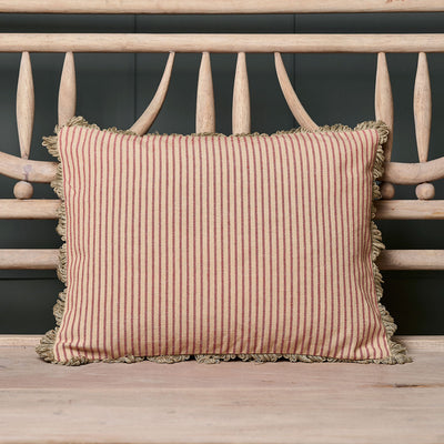 Rusty Rose Dimity Stripe Cushion with Fan Edge