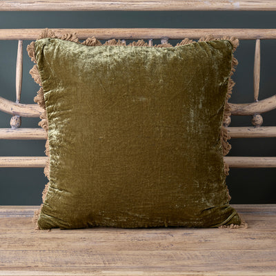 Olive Velvet Cushion