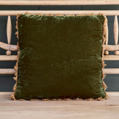 Dark Olive Velvet Cushion