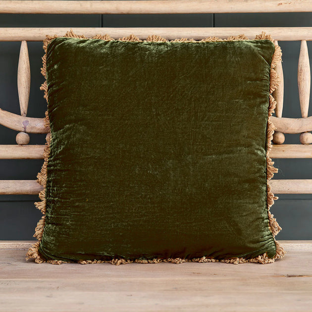 Seconds Dark Olive Velvet Cushion