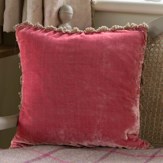 Large Old Rose Velvet Cushion - Seconds