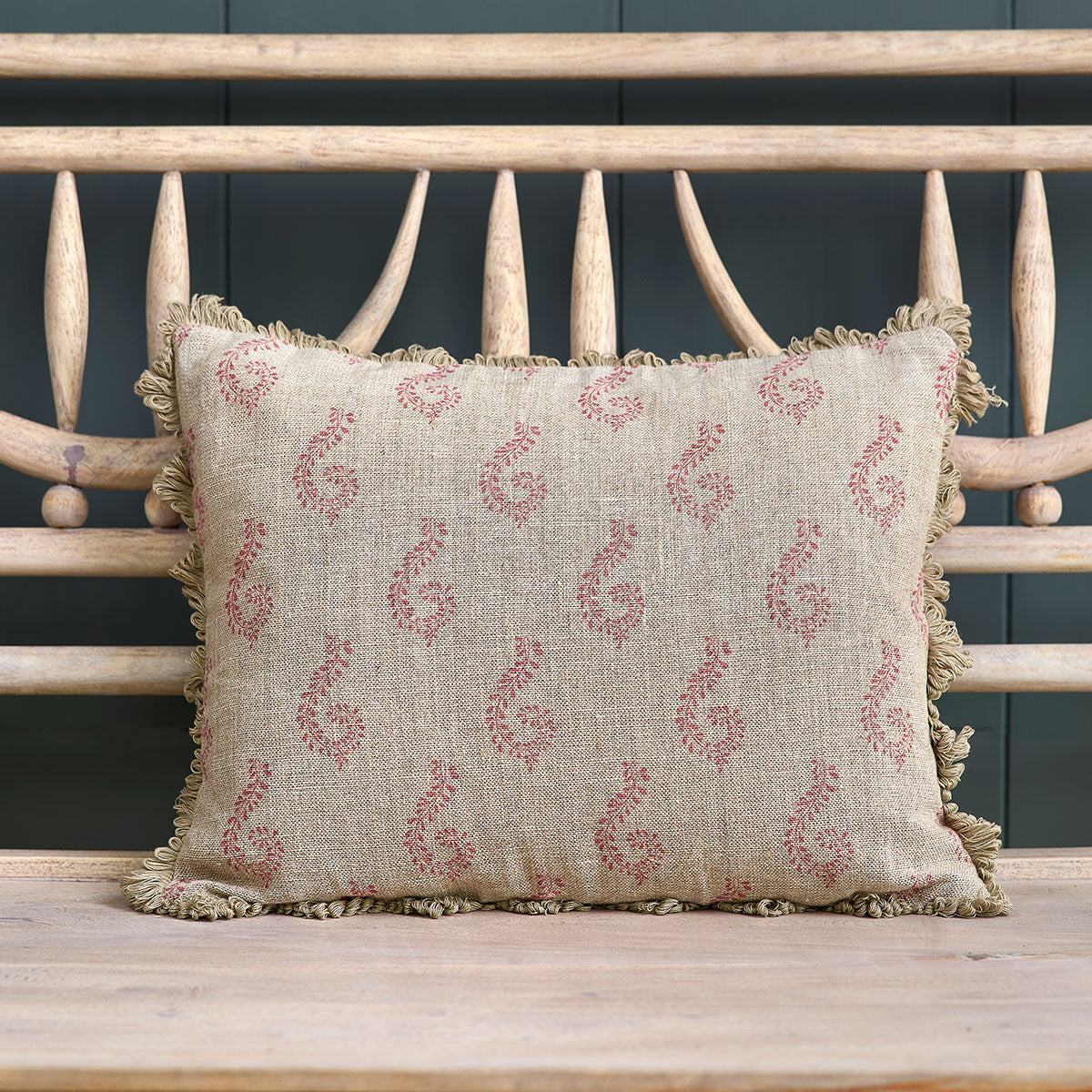 Red Shalini Rustic Linen Cushion | Susie Watson Designs