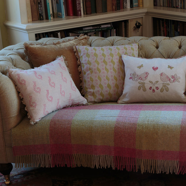 Green Pink Bloomsbury Linen Cushion