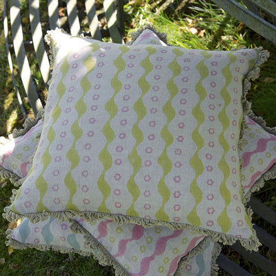 Green Pink Bloomsbury Linen Cushion