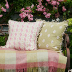 Pink Green Bloomsbury Linen Cushion