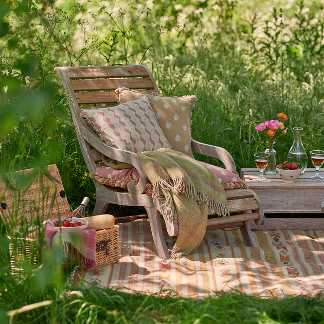 Pink Green Bloomsbury Linen Cushion