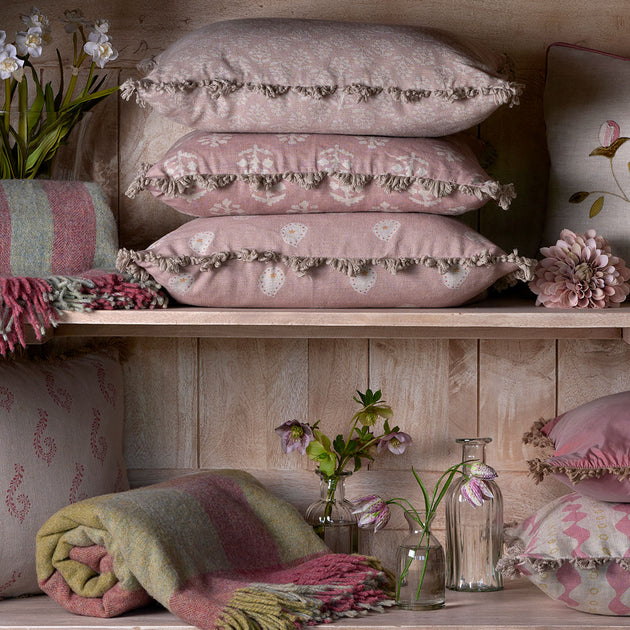 Dusky Pink Sprig Cushion