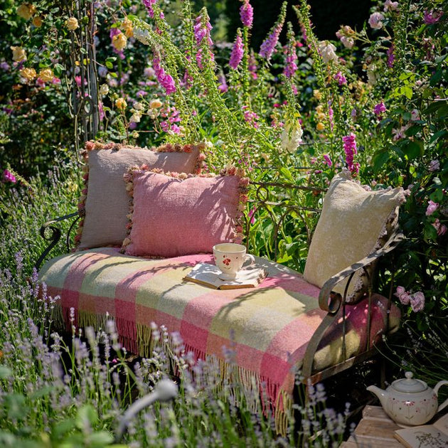 Large Dusky Mauve Rustic Linen Cushion with Tassels