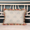 Blue Leaf Rustic Linen Cushion with Tassels