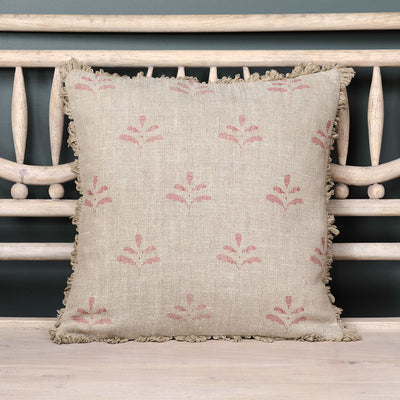 Red Leaf Rustic Linen Cushion