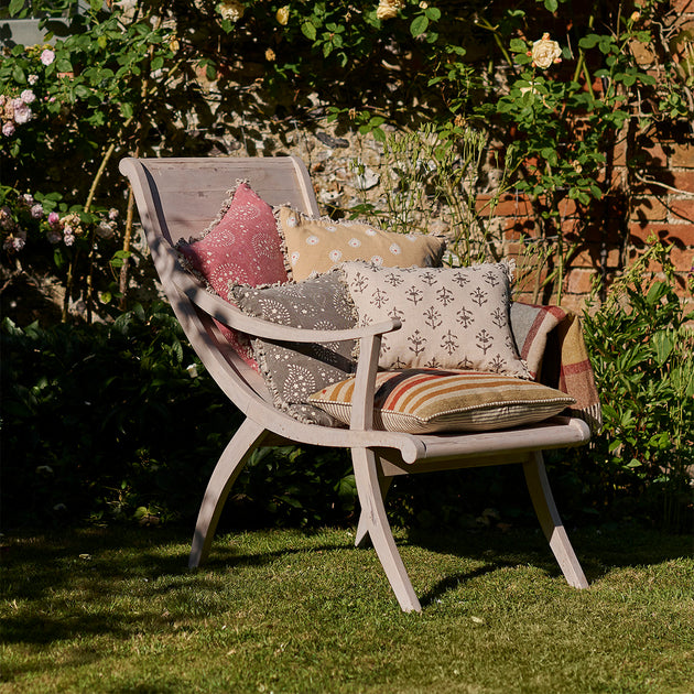 Charcoal Moonflower Linen Cushion