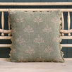 Smokey Blue Reverse Leaf Rustic Linen Cushion - Seconds