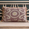 Burgundy Bukhara Rustic Linen Cushion with Tassels