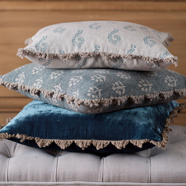 Denim Blue Megha Rustic Linen Cushion