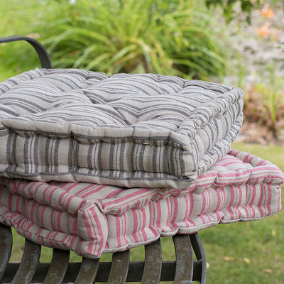 Beech Rusty Rose Ticking Stripe Box Cushion