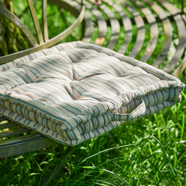 Beech Blue Ticking Stripe Box Cushion