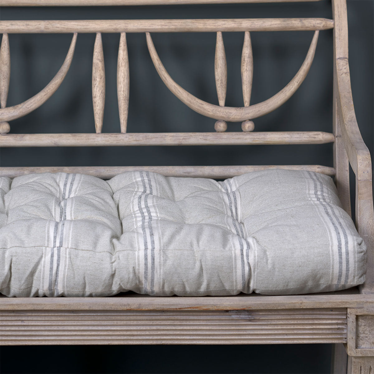 Bench Cushion - Charcoal Gustavian Stripe