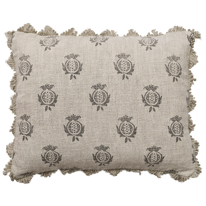 Charcoal Pomegranate Rustic Linen Cushion