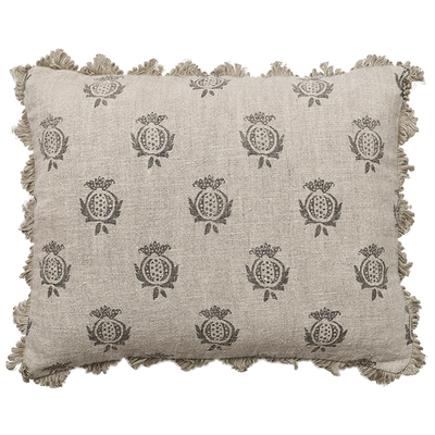 Charcoal Pomegranate Rustic Linen Cushion