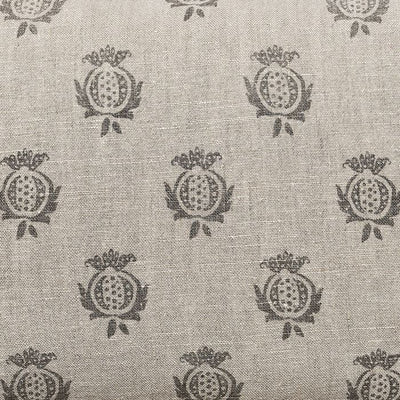 Hand-printed Charcoal Pomegranate Rustic Linen 3m (stonewashed) panel - 356C