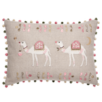 Appliqué Christmas Camel Linen Cushion