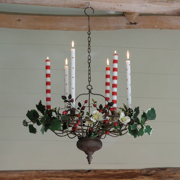 Christmas Red Thick Stripe Hand-painted Candle