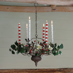 Christmas Red Stripe & Spot Hand-painted Candles