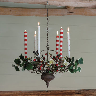 Christmas Red Stripe &amp; Spot Hand-painted Candles