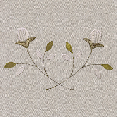 Grey Rosebud Embroidered  Cotton Panel – 141