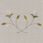 141 - Grey Rosebud Embroidered Cotton - 3m Panel - Seconds