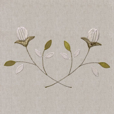 Pair of Curtains in Grey Embroidered Rosebud 192cm (W) x 220cm (L)