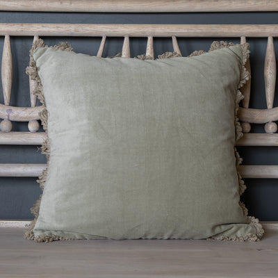 Silver Mist Cotton Velvet Cushion