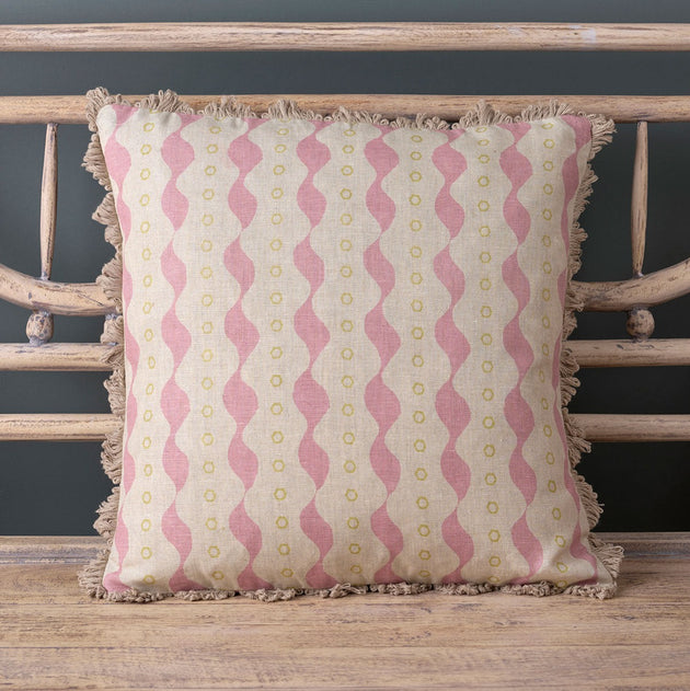 Pink Green Bloomsbury Linen Cushion