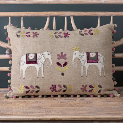 Embroidered Charcoal Indian Wedding Linen Cushion