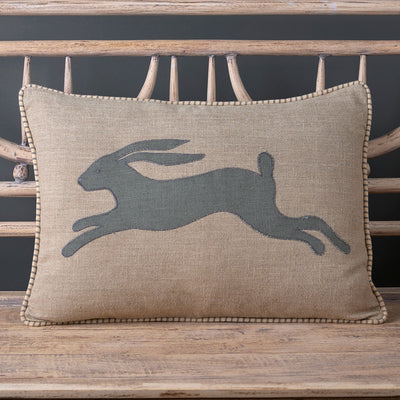 Applique Hare Linen Cushion