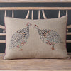 Guinea Fowl Pair Embroidered Linen Cushion