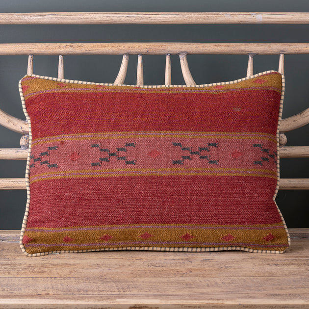 Russet Olive Stripe Kilim Cushion